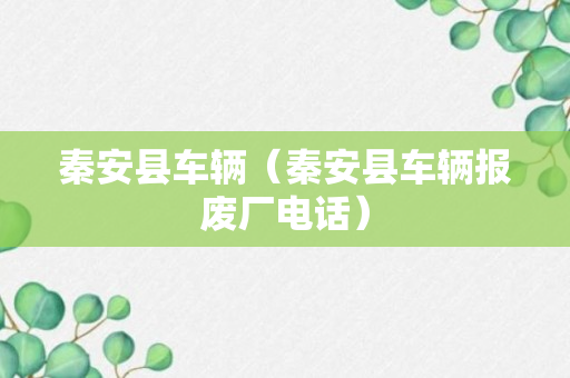 秦安县车辆（秦安县车辆报废厂电话）