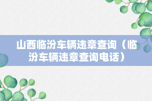 山西临汾车辆违章查询（临汾车辆违章查询电话）