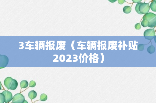 3车辆报废（车辆报废补贴2023价格）