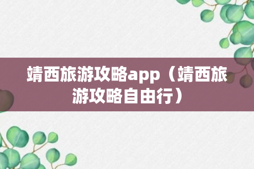 靖西旅游攻略app（靖西旅游攻略自由行）