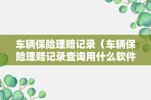 车辆保险理赔记录（车辆保险理赔记录查询用什么软件）