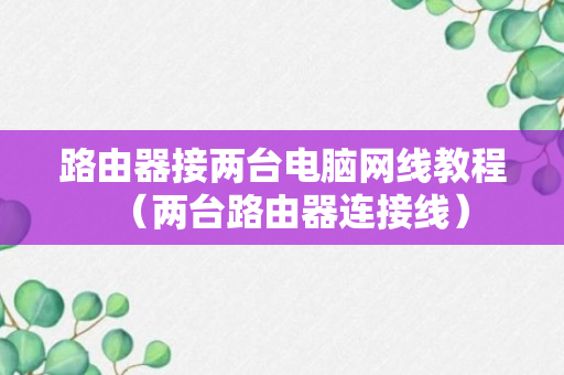 路由器接两台电脑网线教程（两台路由器连接线）