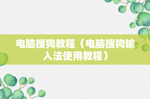 电脑搜狗教程（电脑搜狗输入法使用教程）