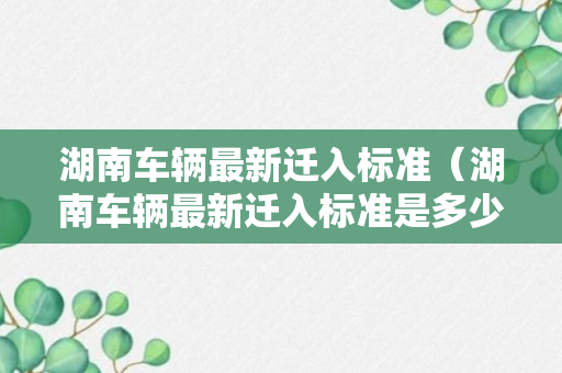 湖南车辆最新迁入标准（湖南车辆最新迁入标准是多少）