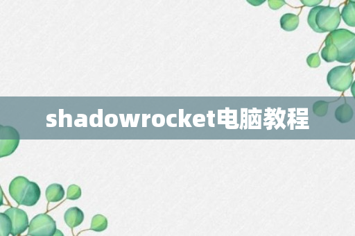 shadowrocket电脑教程