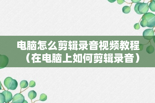 电脑怎么剪辑录音视频教程（在电脑上如何剪辑录音）