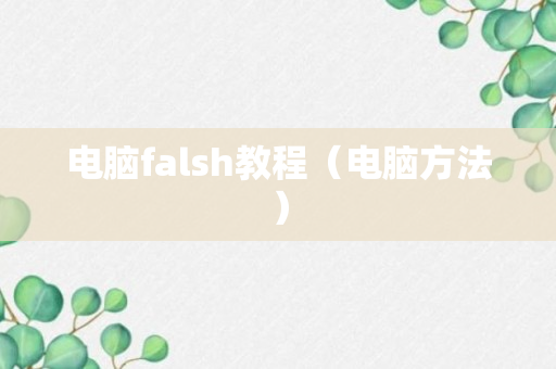 电脑falsh教程（电脑方法）