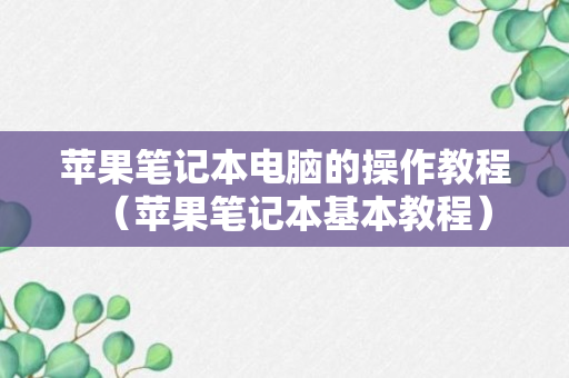 苹果笔记本电脑的操作教程（苹果笔记本基本教程）