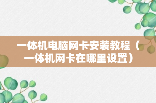 一体机电脑网卡安装教程（一体机网卡在哪里设置）