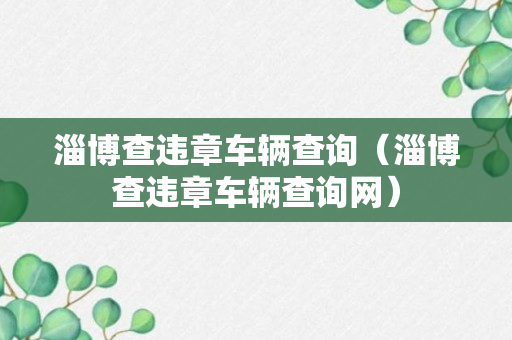 淄博查违章车辆查询（淄博查违章车辆查询网）