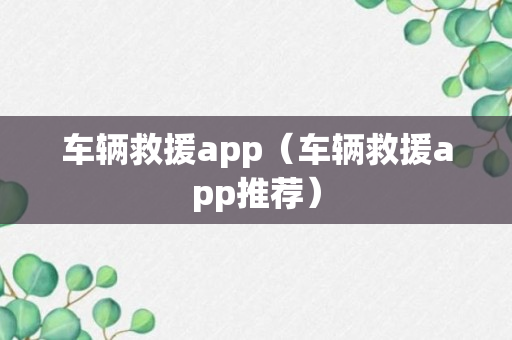 车辆救援app（车辆救援app推荐）