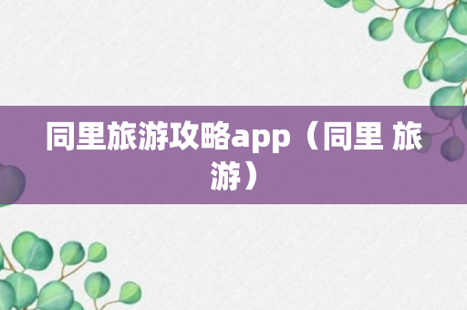 同里旅游攻略app（同里 旅游）