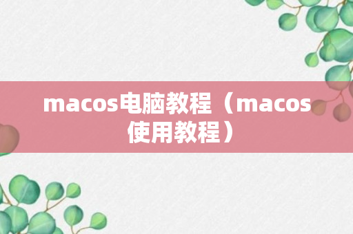 macos电脑教程（macos 使用教程）