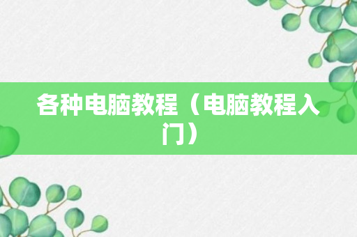 各种电脑教程（电脑教程入门）