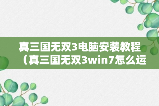 真三国无双3电脑安装教程（真三国无双3win7怎么运行）