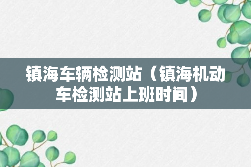 镇海车辆检测站（镇海机动车检测站上班时间）