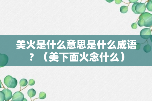 美火是什么意思是什么成语？（美下面火念什么）