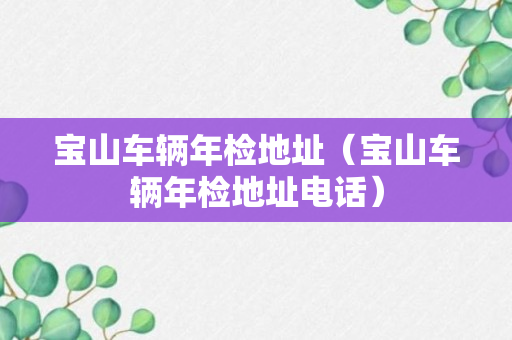 宝山车辆年检地址（宝山车辆年检地址电话）