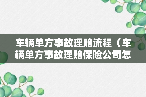 车辆单方事故理赔流程（车辆单方事故理赔保险公司怎么赔）