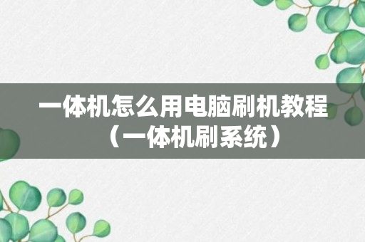 一体机怎么用电脑刷机教程（一体机刷系统）