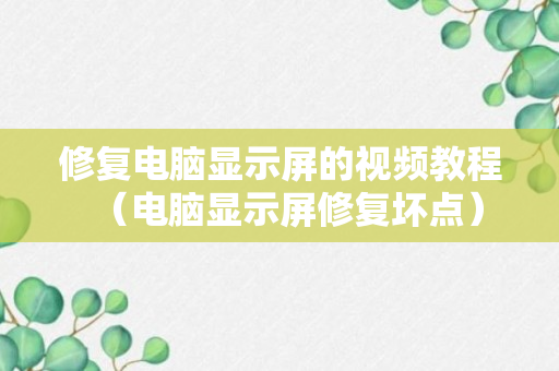 修复电脑显示屏的视频教程（电脑显示屏修复坏点）