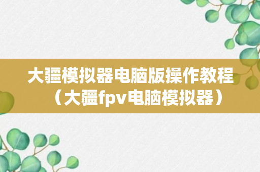 大疆模拟器电脑版操作教程（大疆fpv电脑模拟器）