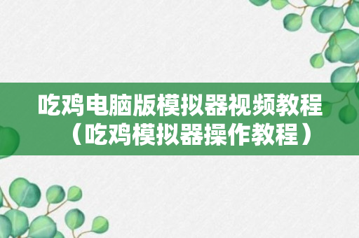 吃鸡电脑版模拟器视频教程（吃鸡模拟器操作教程）