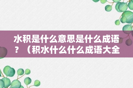 水积是什么意思是什么成语？（积水什么什么成语大全）