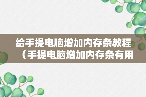 给手提电脑增加内存条教程（手提电脑增加内存条有用吗）