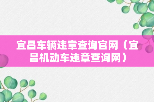 宜昌车辆违章查询官网（宜昌机动车违章查询网）