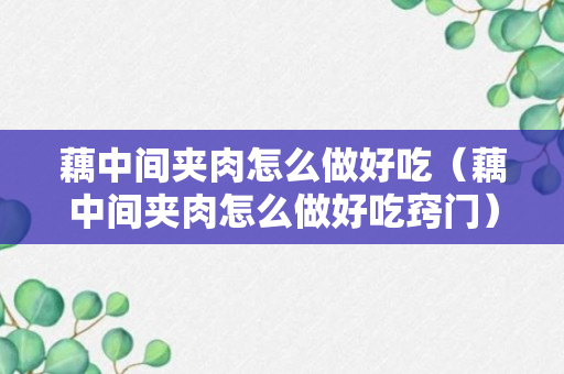 藕中间夹肉怎么做好吃（藕中间夹肉怎么做好吃窍门）