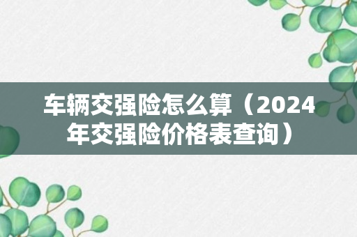 车辆交强险怎么算（2024年交强险价格表查询）