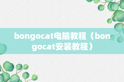 bongocat电脑教程（bongocat安装教程）