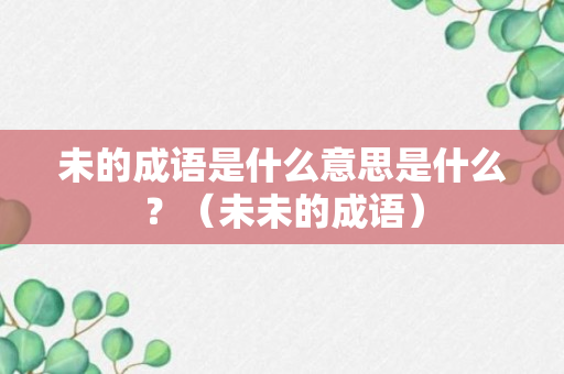 未的成语是什么意思是什么？（未未的成语）