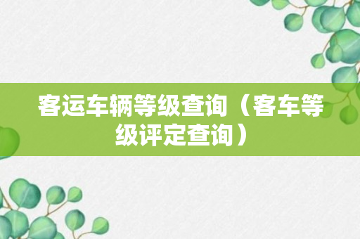 客运车辆等级查询（客车等级评定查询）