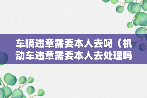 车辆违章需要本人去吗（机动车违章需要本人去处理吗）