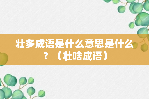 壮多成语是什么意思是什么？（壮啥成语）