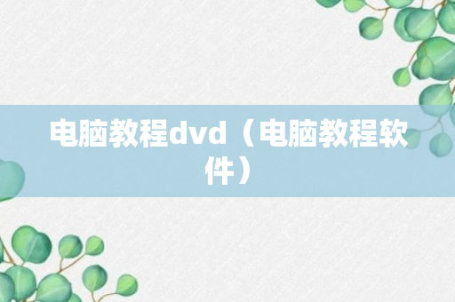 电脑教程dvd（电脑教程软件）