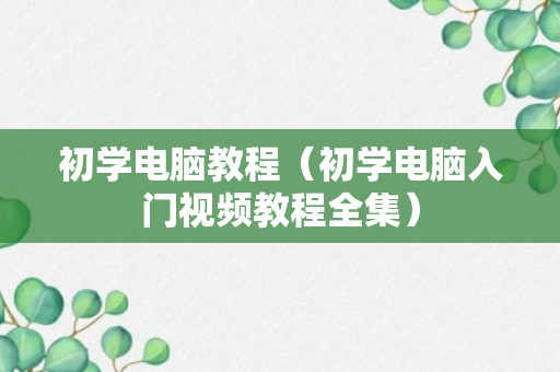 初学电脑教程（初学电脑入门视频教程全集）