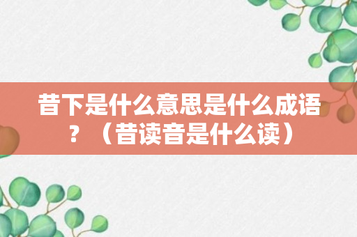 昔下是什么意思是什么成语？（昔读音是什么读）