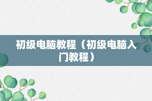 初级电脑教程（初级电脑入门教程）