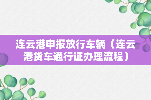 连云港申报放行车辆（连云港货车通行证办理流程）