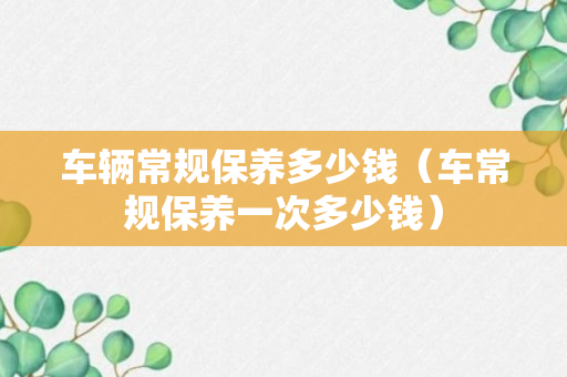 车辆常规保养多少钱（车常规保养一次多少钱）