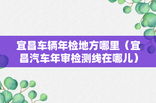 宜昌车辆年检地方哪里（宜昌汽车年审检测线在哪儿）