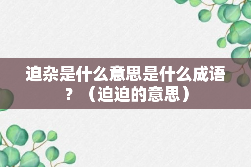 迫杂是什么意思是什么成语？（迫迫的意思）