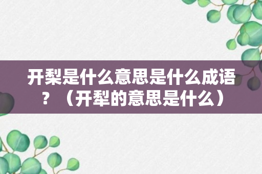 开梨是什么意思是什么成语？（开犁的意思是什么）