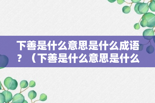 下善是什么意思是什么成语？（下善是什么意思是什么成语啊）