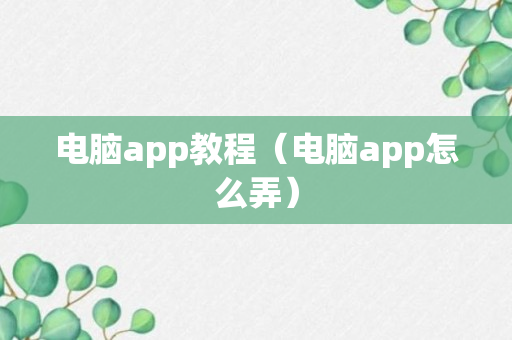 电脑app教程（电脑app怎么弄）