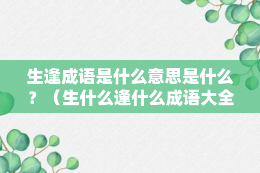 生逢成语是什么意思是什么？（生什么逢什么成语大全四个字）