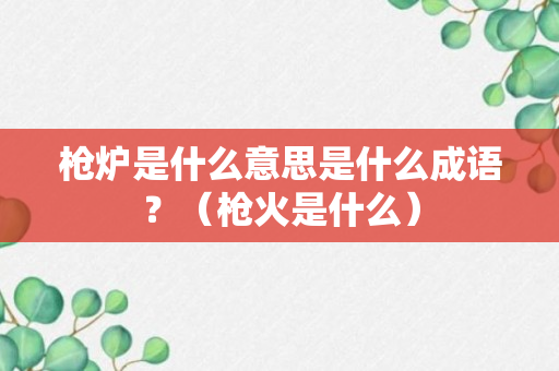 枪炉是什么意思是什么成语？（枪火是什么）